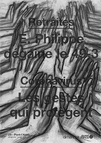 Fusain sur manchettes de journaux