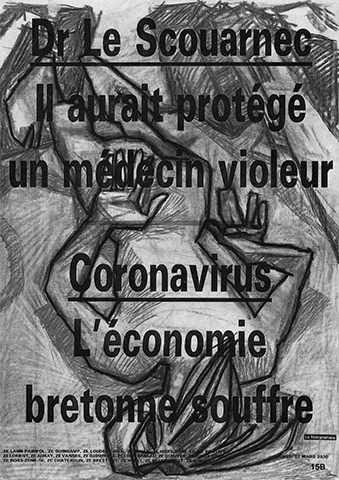 Fusain sur manchettes de journaux