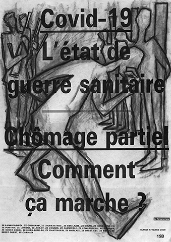 Fusain sur manchettes de journaux
