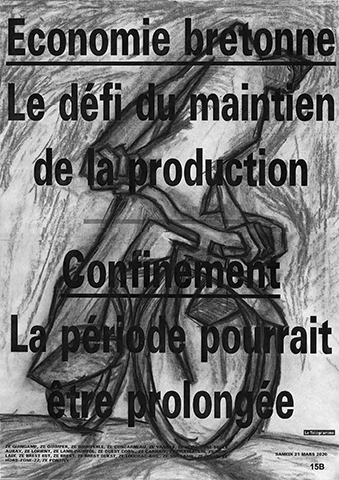 Fusain sur manchettes de journaux