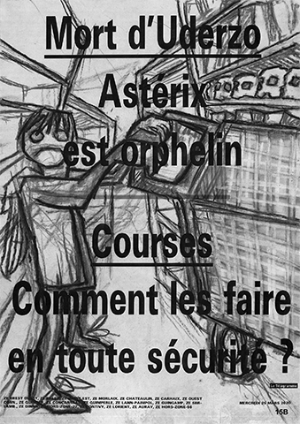 Fusain sur manchettes de journaux