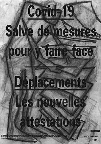 Fusain sur manchettes de journaux