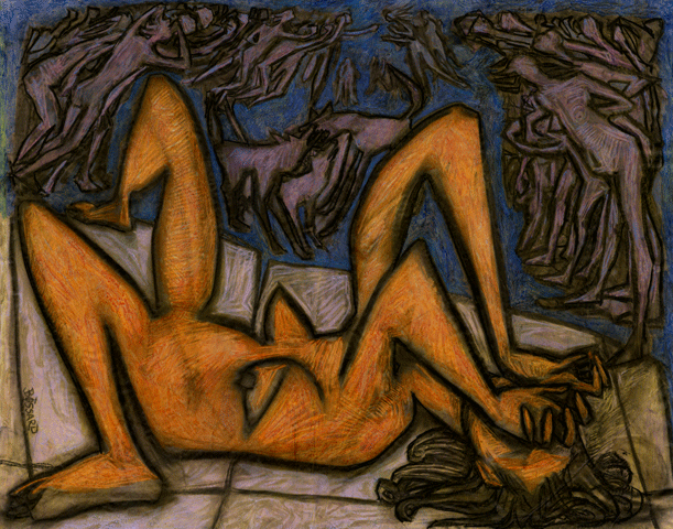 Acrylique et fusain sur papier