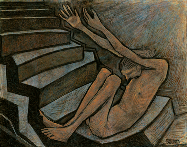 Acrylique et fusain sur papier