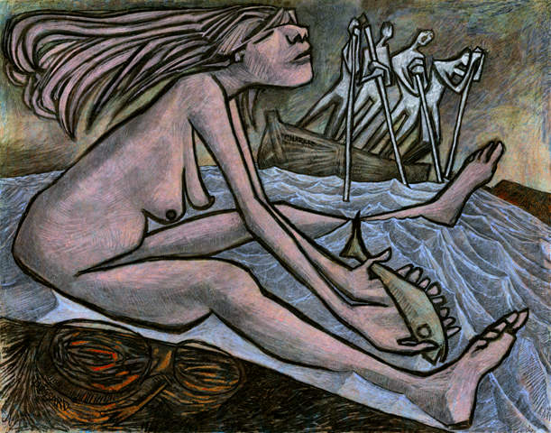 Acrylique et fusain sur papier