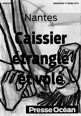 Illustrations au fusain des manchettes de journaux