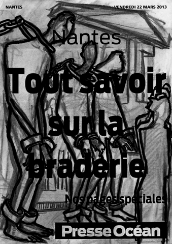 Illustrations au fusain des manchettes de journaux