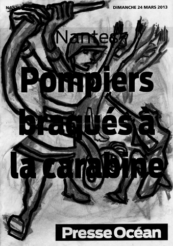 Illustrations au fusain des manchettes de journaux