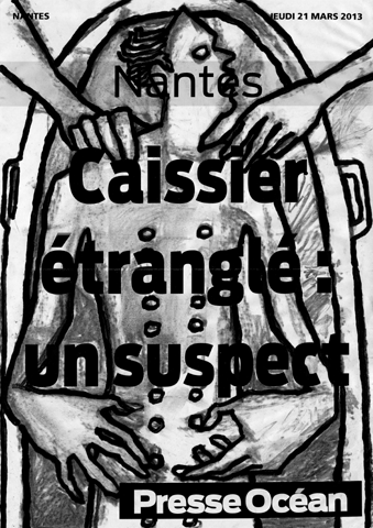 Illustrations au fusain des manchettes de journaux