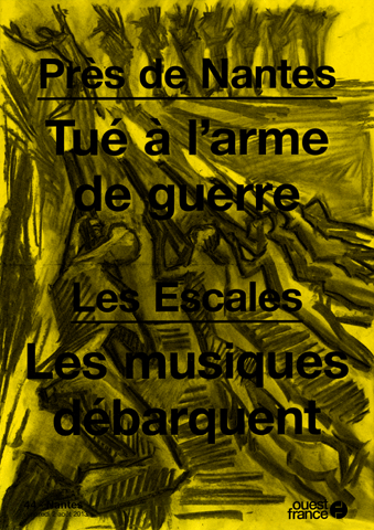 Illustrations au fusain des manchettes de journaux