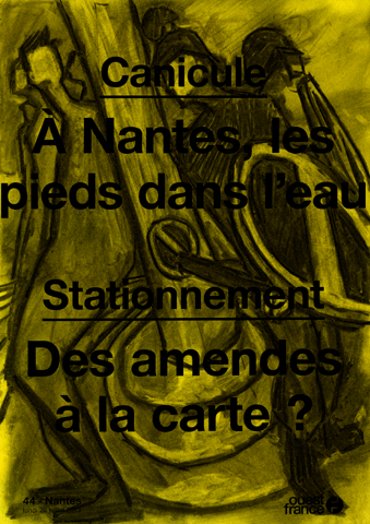 Illustrations au fusain des manchettes de journaux