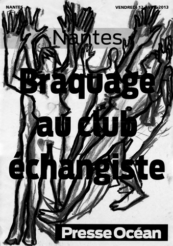 Illustrations au fusain des manchettes de journaux